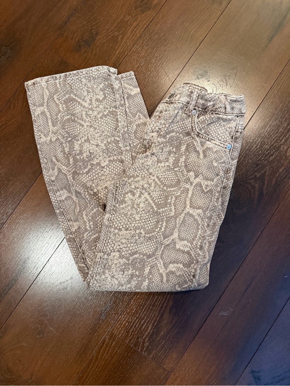 ZARA Kids Girls Python Snake Print wide denim Leg Jeans Size 13-14